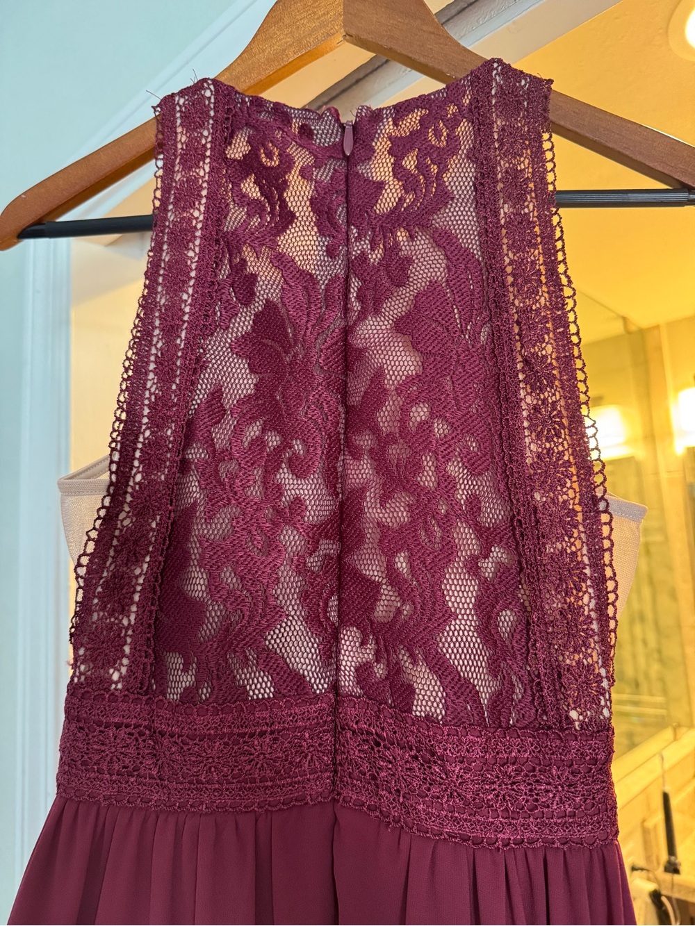 Womens Lulu's Forever and Always Burgundy Lace Maxi Dress XS - Picture 8 of 10